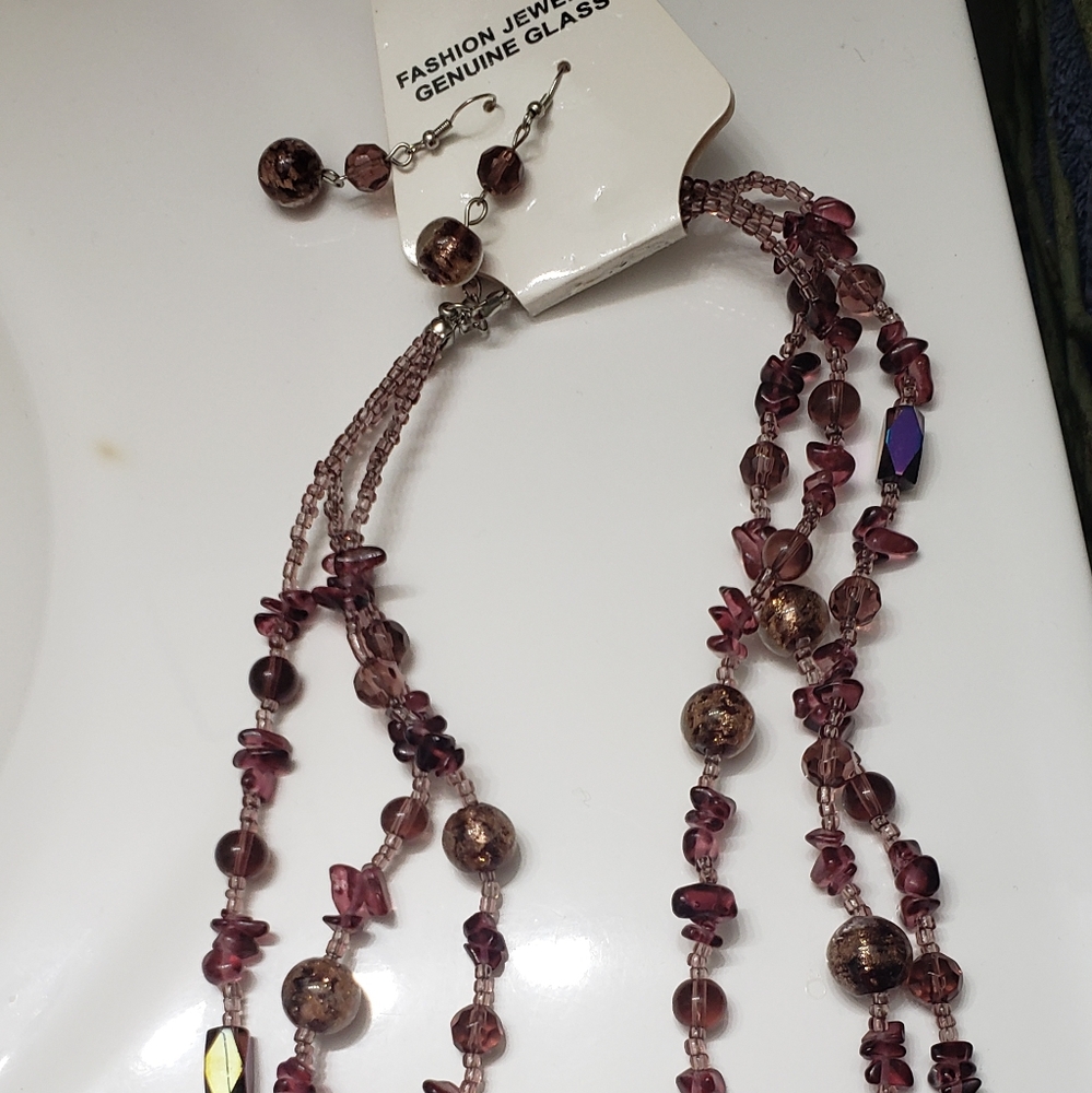 genuine glass 3 layer necklace.